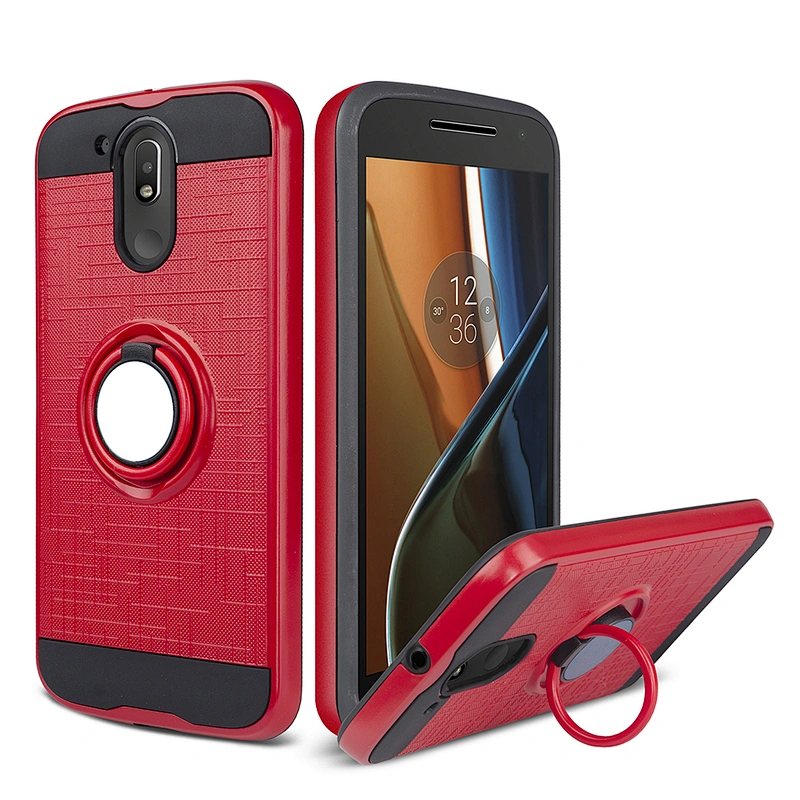 for MOTO g4/g4 plus case Top Selling Carbon Fiber TPU+PC Cell Phone Cover Case with ring holder