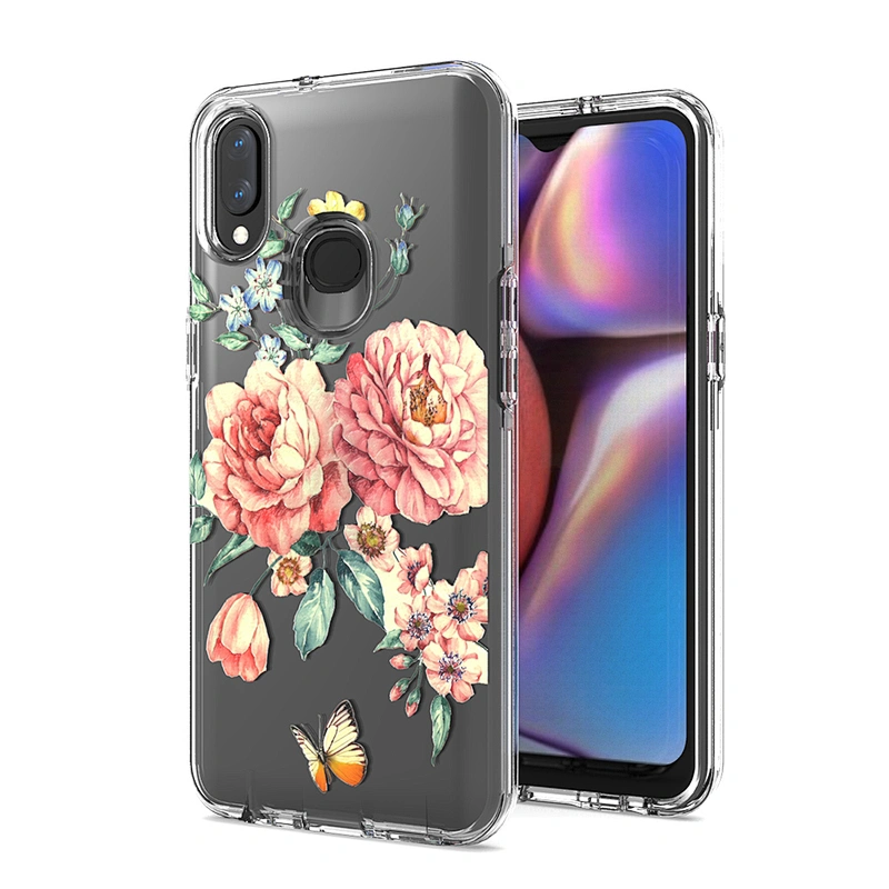 Hot selling transparent phone accessories custom flower printed back cover for Samsung A10S