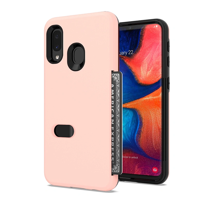 Shockproof tpu pc double layer card slot mobile phone back shell for Samsung A10E A20E