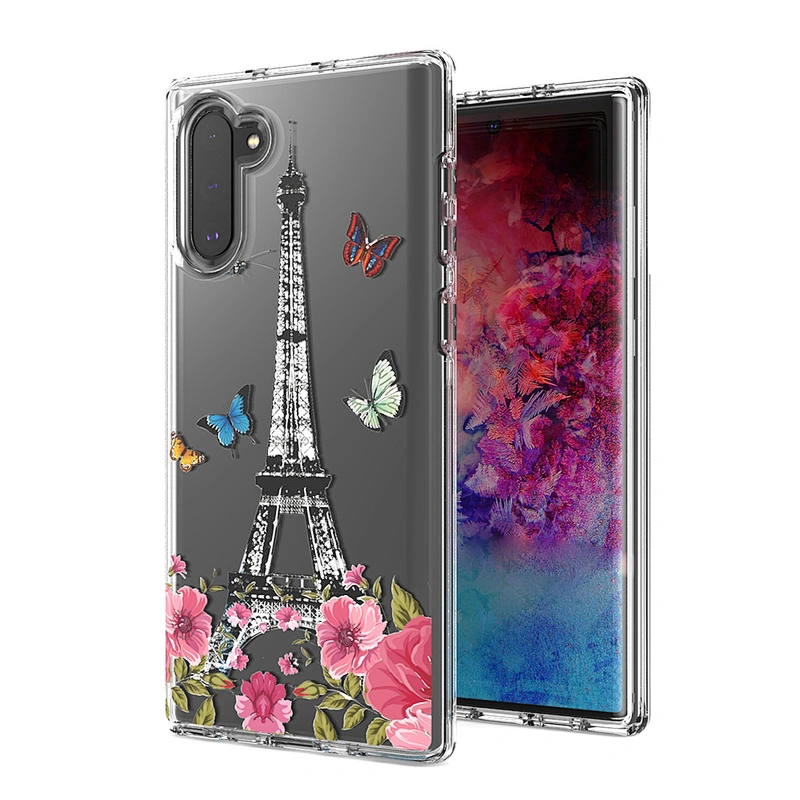 Transparent phone protection cover clear tpu pc phone case with custom printed for Samsung Note 10