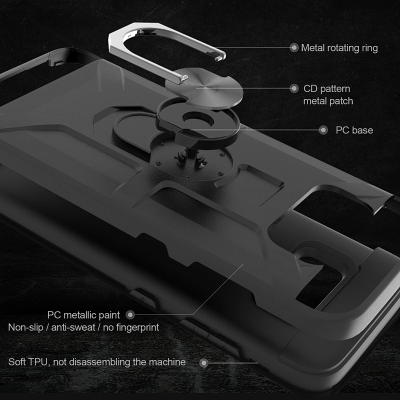 Hot selling tpu pc mobile phone case high quality back housing with stand ring holder for Samsung S8 Plus