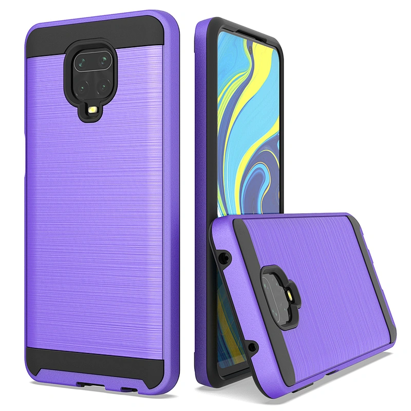 Fashion 2 in 1 Brushed Metal soft tpu mobile phone cover For mi Redmi Note 8 Pro Note 9S