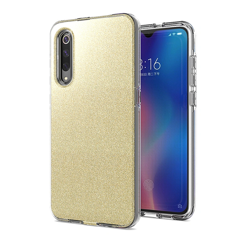 Women TPU PC gitter Bling Out Clear Flash Paper Phone Covers For Mi Redmi Note 8 Pro 9S