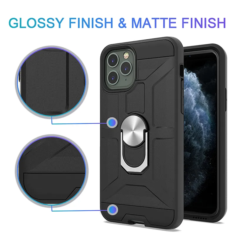 Mobile Back Cover Shell Ring Holder PC TPU Phone Case For iPhone 6 7 8 Plus X XS XR 11 Pro Max