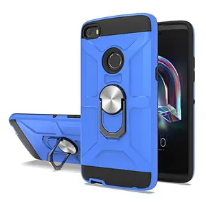 New model double layer phone case for Alcatel shockproof cell phone cover with ring holder for Alcatel Idol 5