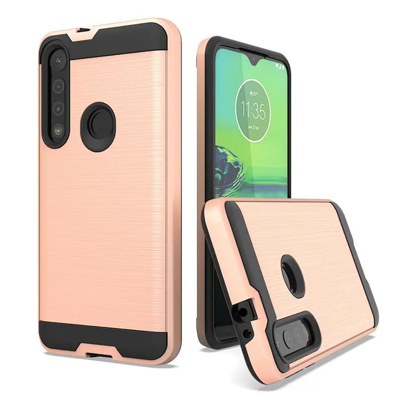High quality anti-scratch PC TPU rugged case for Motorola G8 paly G8 plus bushed metal case