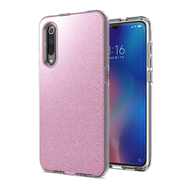 Women TPU PC gitter Bling Out Clear Flash Paper Phone Covers For Mi Redmi Note 8 Pro 9S