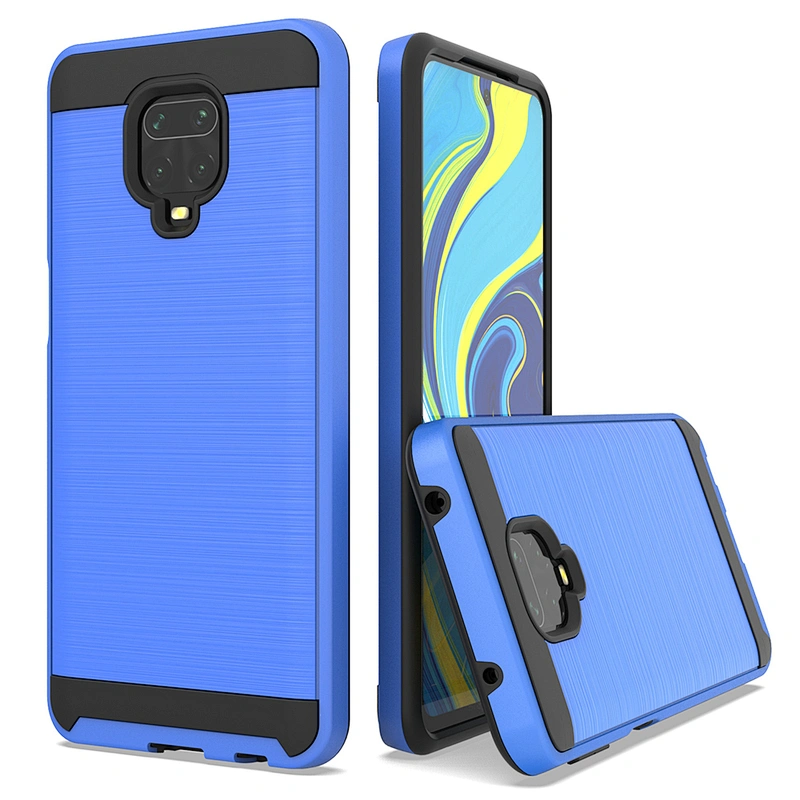 Fashion 2 in 1 Brushed Metal soft tpu mobile phone cover For mi Redmi Note 8 Pro Note 9S