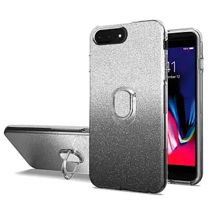 Trendy Gradient Design Transparent Bling Ring Holder Case Phone for iPhone 6 7 8 Plus