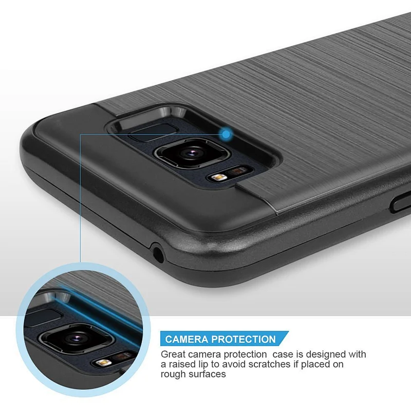 TPU+PC Phone Accessories Brushed Metal Case Cell Phone Cover for Samsung Galaxy S8