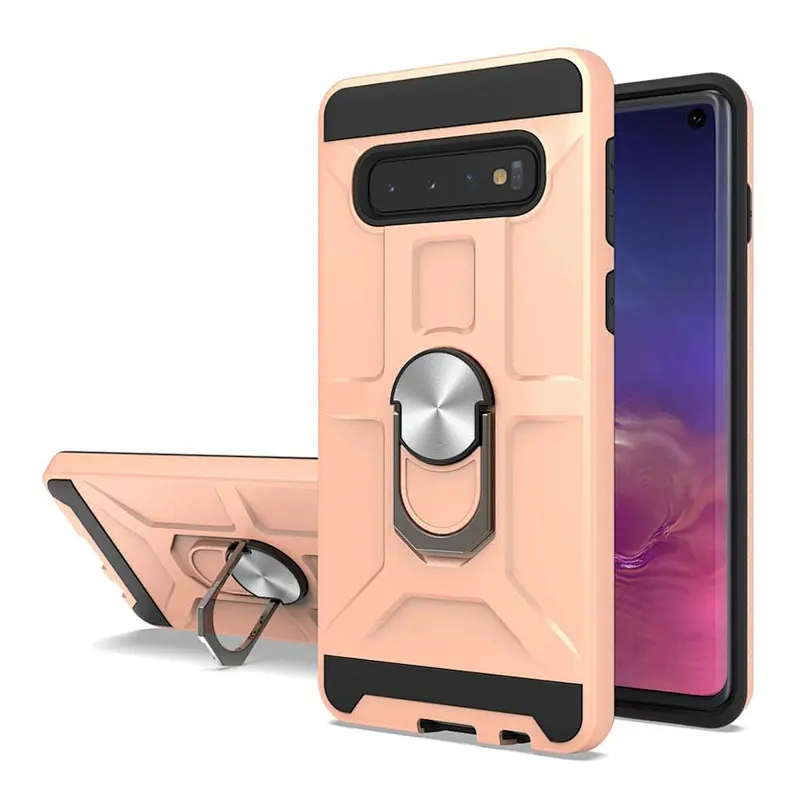 Best quality tpu pc combo mobile phone cases for Samsung durable back shell with ring holder for Samsung S10