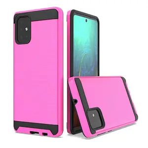 Brushed Metal Carbon Fiber Anti-shock Custom Cover Cell Phone Case for Samsung A71