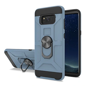 Hot selling tpu pc mobile phone case high quality back housing with stand ring holder for Samsung S8 Plus