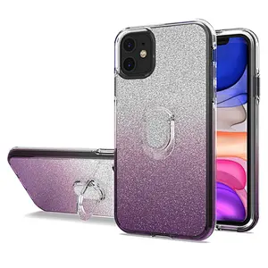 High Clear Case Glitter Crystal Mini Ring Holder Mobile Phones Back Covers For iPhone 11 Pro Max