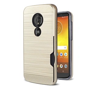 Protective Wire Drawing Brushed Credit Card Slot Cell Phone Case Cover for Motorola Moto E5 Plus