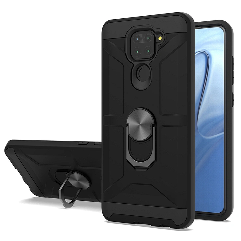 TPU PC Shockproof Phone Case Back Cover with Metal Ring Holder for Xiaomi Redmi Note 8 8A 9 9S Pro Max