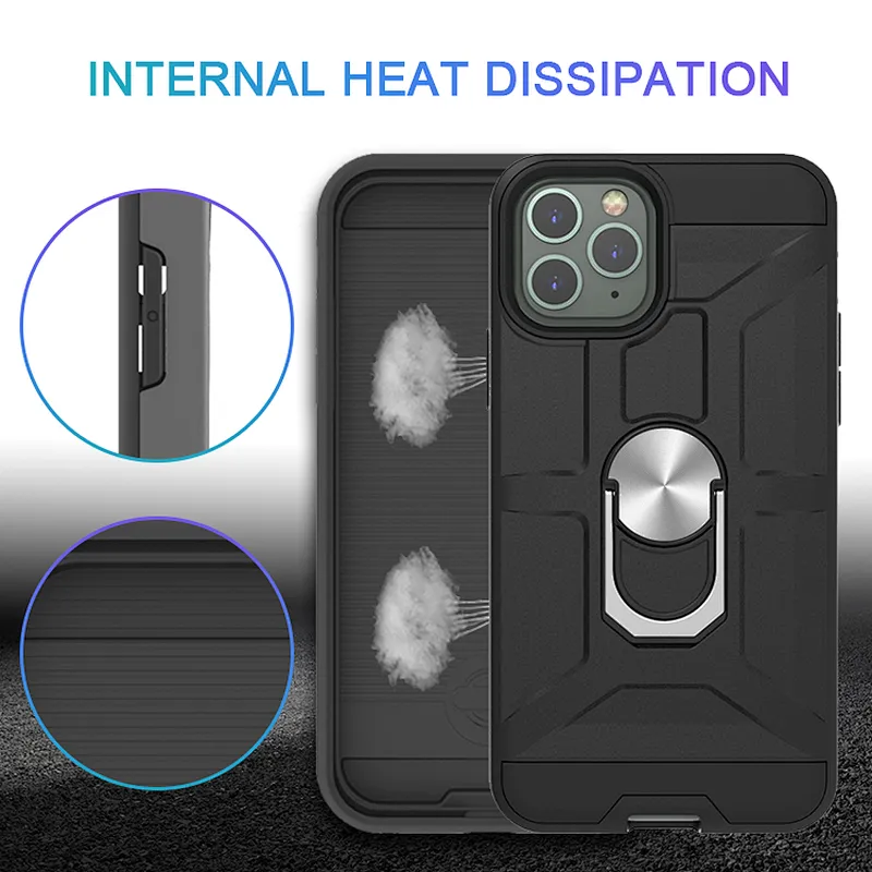 Mobile Back Cover Shell Ring Holder PC TPU Phone Case For iPhone 6 7 8 Plus X XS XR 11 Pro Max