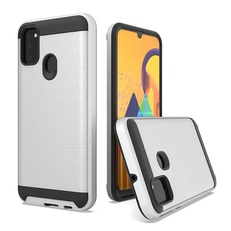 New!  Fashionable tpu pc double layer cell phone cover with brushed printing for Samsung M30S