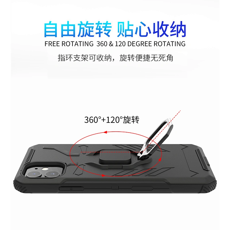 New functional 2 in 1 Combo tpu pc ring holder phone cover For IPhone 11 12 6.1 Mini Pro Max