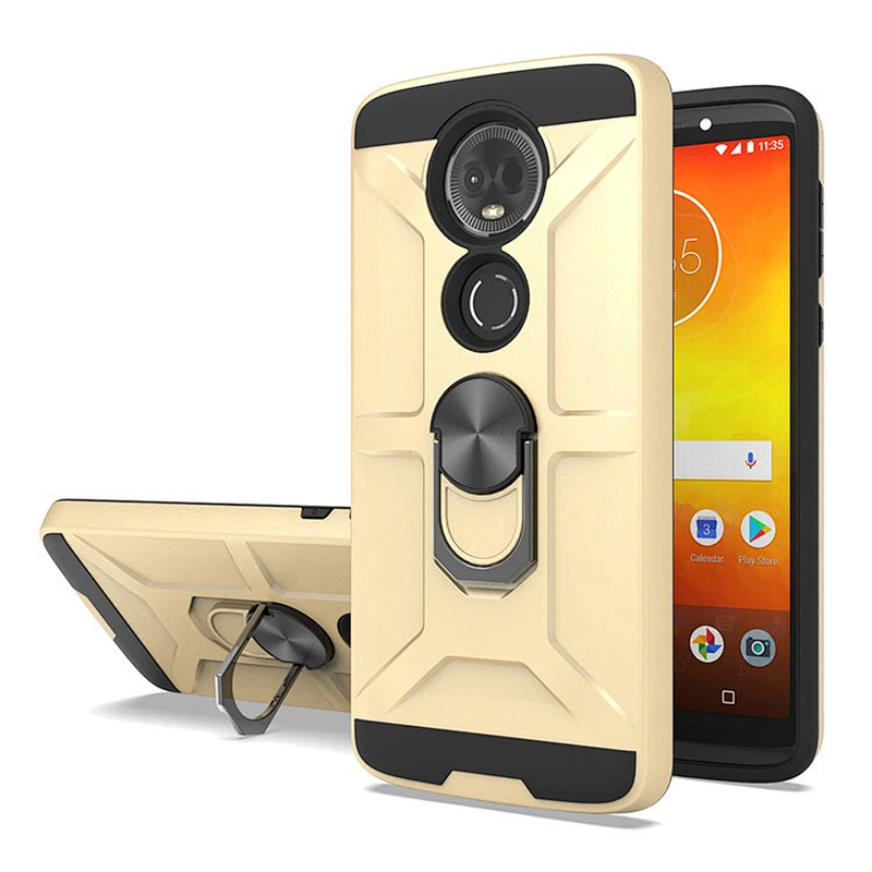 New arrival tpu pc shockproof phone case detachable back cover with ring holder for Motorola E5 Plus