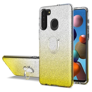3 in 1 glitter bling phone case accessories with ring holder for Samsung Galaxy A21