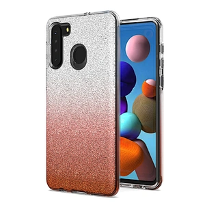 Transparent 3 in 1 Combo Gradient Colors Glitter Bling Out Phone Case For TCL revvl 4 Plus 5