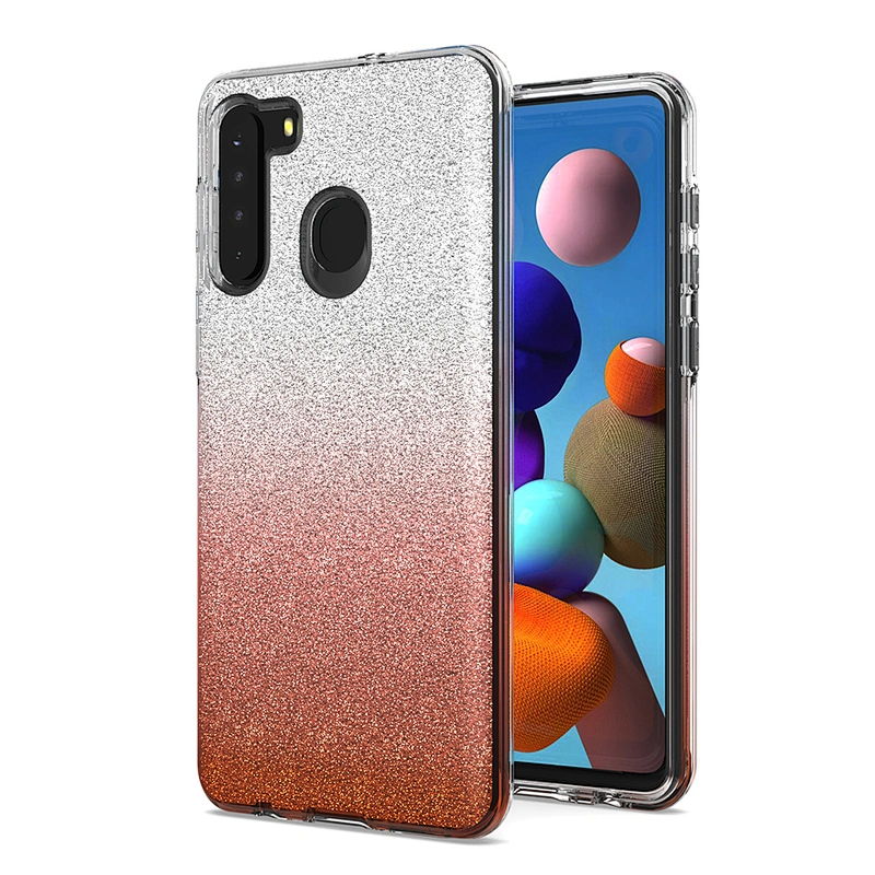 Transparent 3 in 1 Combo Gradient Colors Glitter Bling Out Phone Case For TCL revvl 4 Plus 5