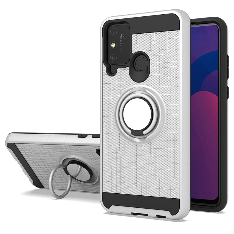 Cloth pattern cell phone case back cover with 360 finger ring holder for Huawei Y5P Y7P Y6P