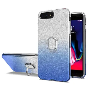 Luxury Design Bling Phone Case Cover with Mini Ring Holder for iPhone 6 7 8 Plus 5.5 inch