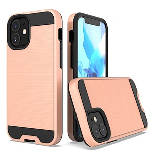 Brushed Metal 2 in 1 Combo No Slip Soft TPU cell phone cases For IPhone Xr Xs Max 11 Pro Max 12