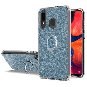 Glitter tpu pc 3 in 1 mobile phone case with mini ring holder for Samsung Galaxy A20