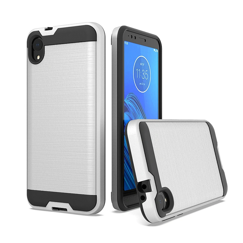 Brushed metal phone case Slim Simple cell phone case For Motorola Moto E6 E6 plus E6 play Case