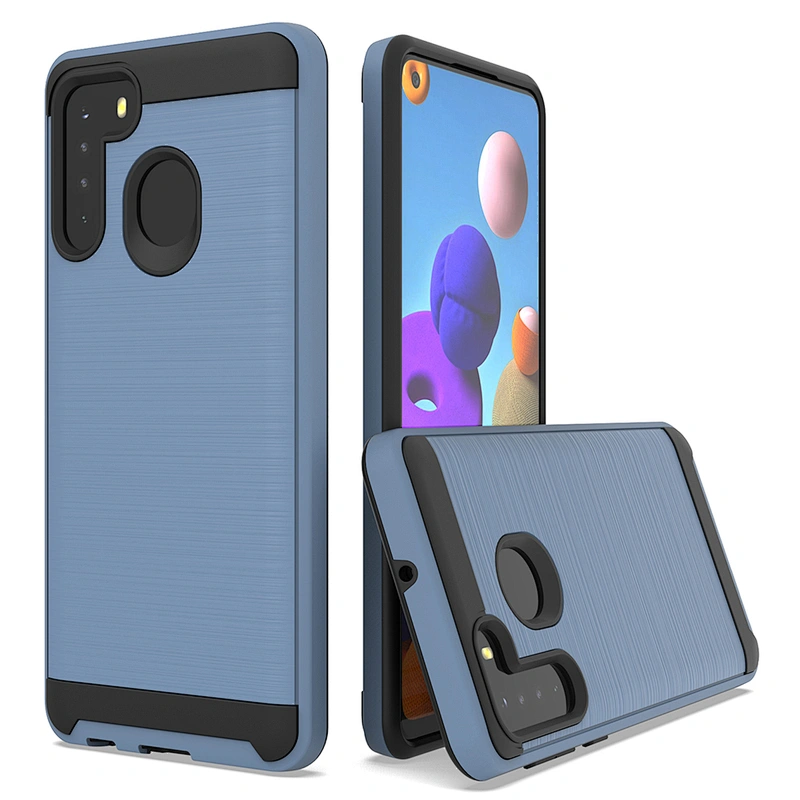 2020 hot model fundas de celular brushed metal design mobile phone case for Samsung A21