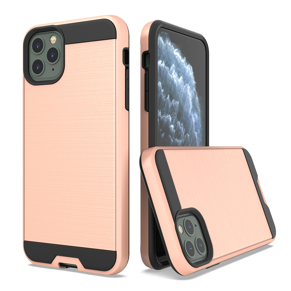 Custom logo 2 in 1 Combo Brushed Stripes Anti Slip Phone case For IPhone Xr Xs Max 11 Pro Max 12