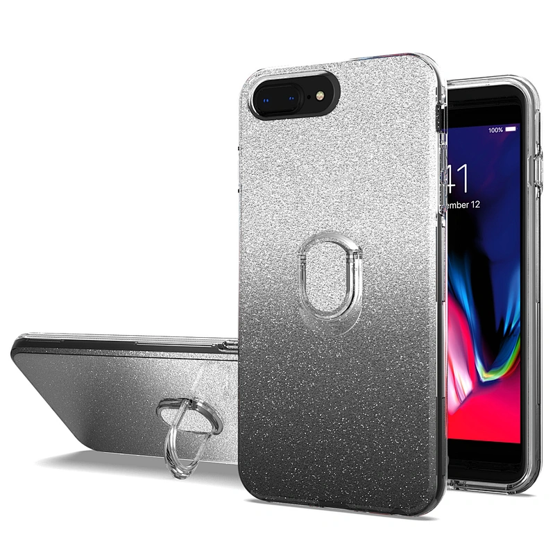 Luxury Design Bling Phone Case Cover with Mini Ring Holder for iPhone 6 7 8 Plus 5.5 inch