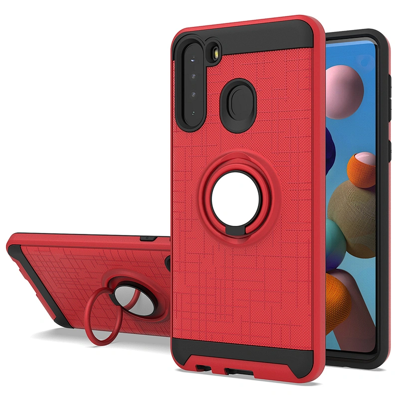 Stick to magnetic car mounted telephone smartphone phone case with ring holder for Samsung A21