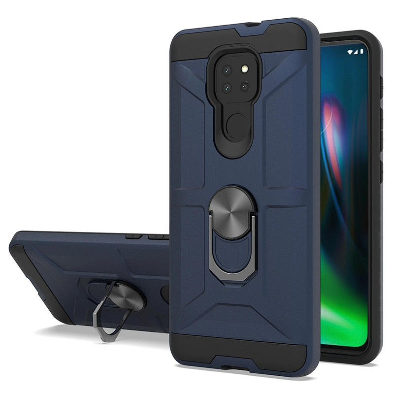 Anti-shock Metal Ring Kickstand Mobile Phones Back Case Covers For Motorola Moto G9 Play