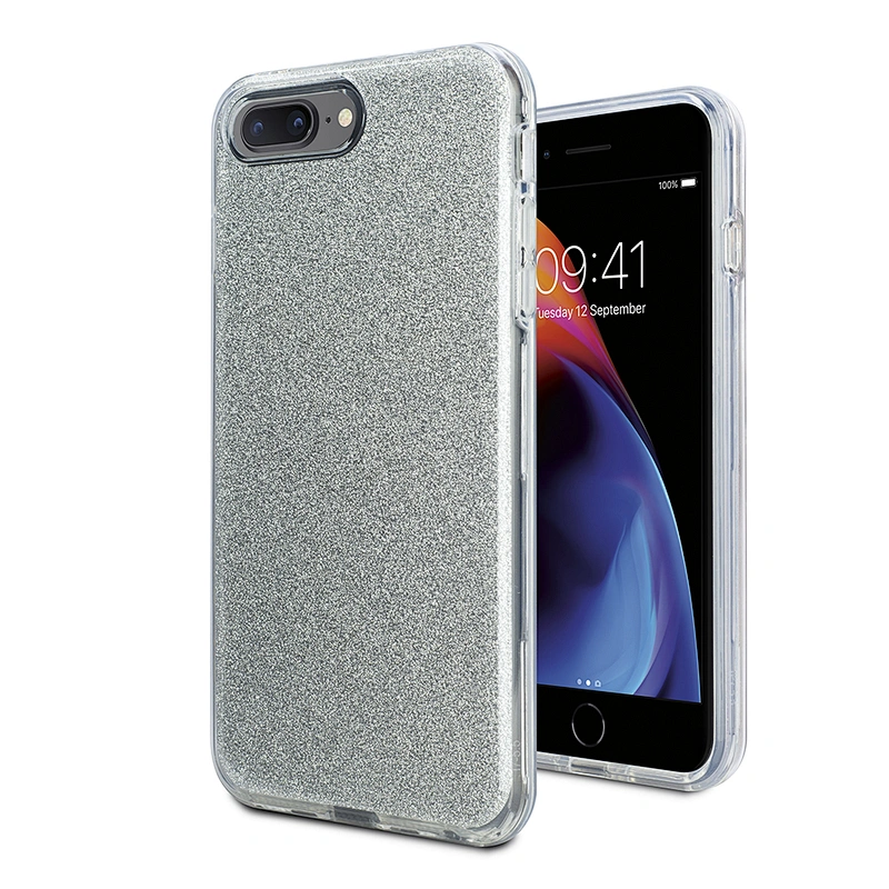 Customized bling clear glitter phone case cover for IPhone 8 plus SE xs max 11