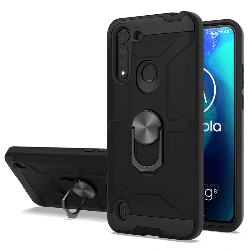 New model magnetic car mounted metal patch ring phone case for Motorola G8 Power Lite