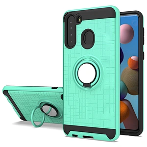 Stick to magnetic car mounted telephone smartphone phone case with ring holder for Samsung A21