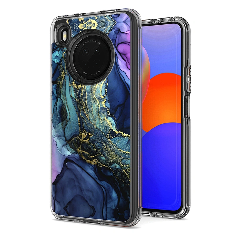Purple marble durable cover transparent imd phones cases with custom printed for Huawei Y7A Y9A