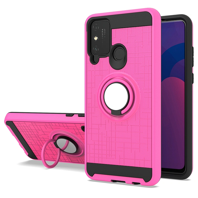 Cloth pattern cell phone case back cover with 360 finger ring holder for Huawei Y5P Y7P Y6P
