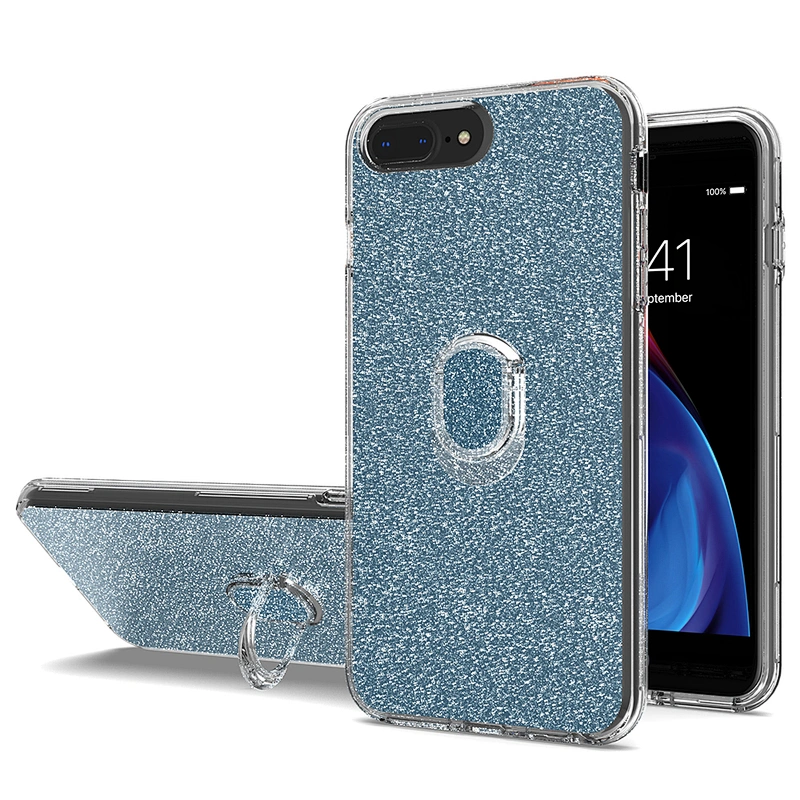 Glitter crystal phone case cover with ring stand holder for Apple iPhone 6 7 8 Plus