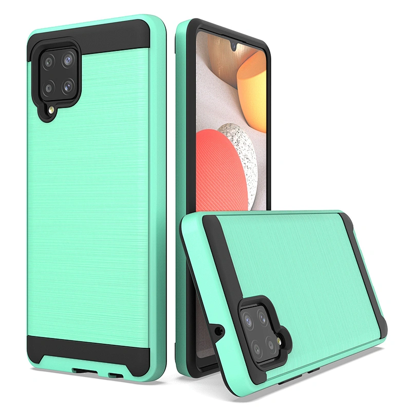 Protective accessories carbon fiber brushed metal cell phone case for Samsung A42