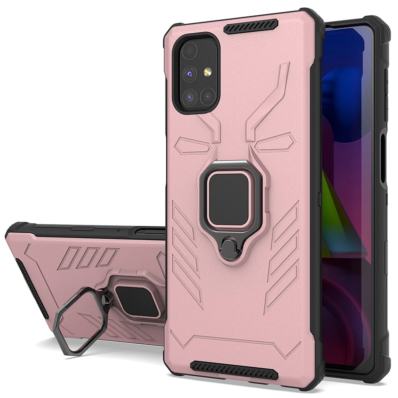 Ring kickstand cover mobile cell phone case with four corner bumpers for Samsung M51