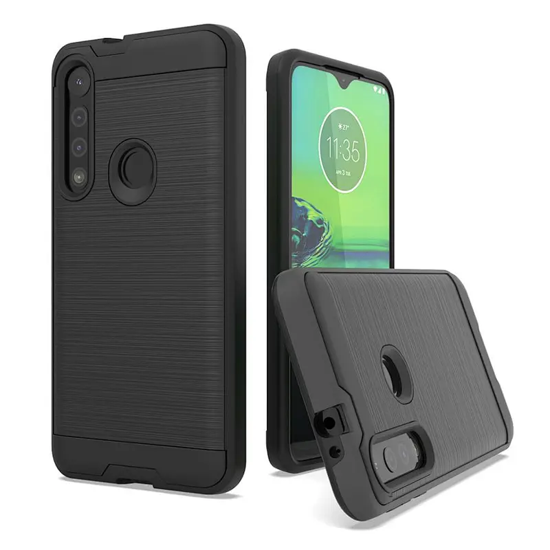 Brushed Design Carbon Fiber Armor Soft TPU Back Cover Case For Moto G8 Play G8 plus