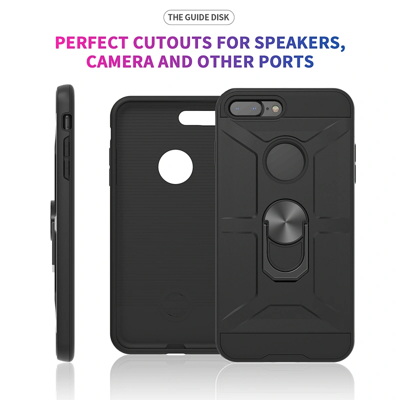 Fashionable matte finish mobile phone case covers with ring holder for iPhone 7 8 Plus 11 Pro Max