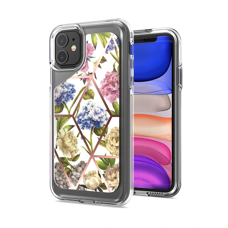Flower Marble custom printed Groove design three-dimensional effect cell phone case For IPhone SE 2020 11 pro max