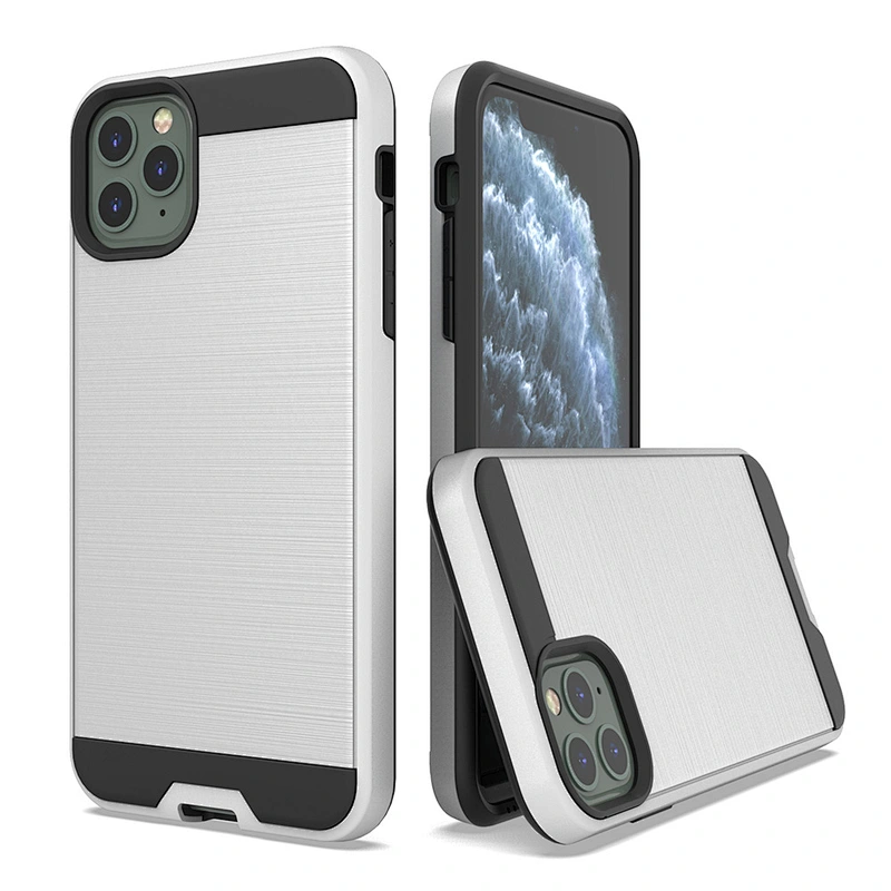 Fashion No-slip Brushed Metal Case double layer soft tpu Phone Case For IPhone X/Xs 11 Pro Max