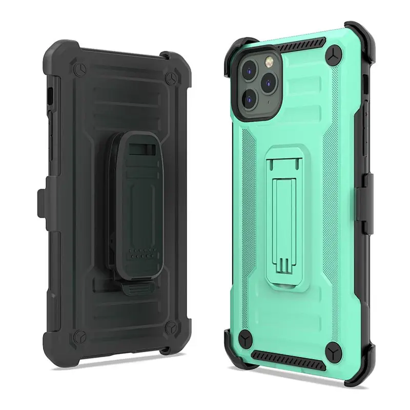 Heavy duty belt clip phone case with double protection kickstand phone cover for iphone 11 pro max